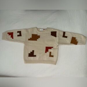 Zara Beige Sweater with Pixel Patterns